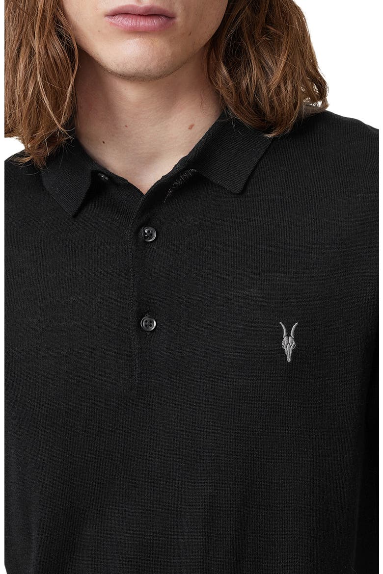 Mode Merino Wool Polo, Alternate, color, BLACK
