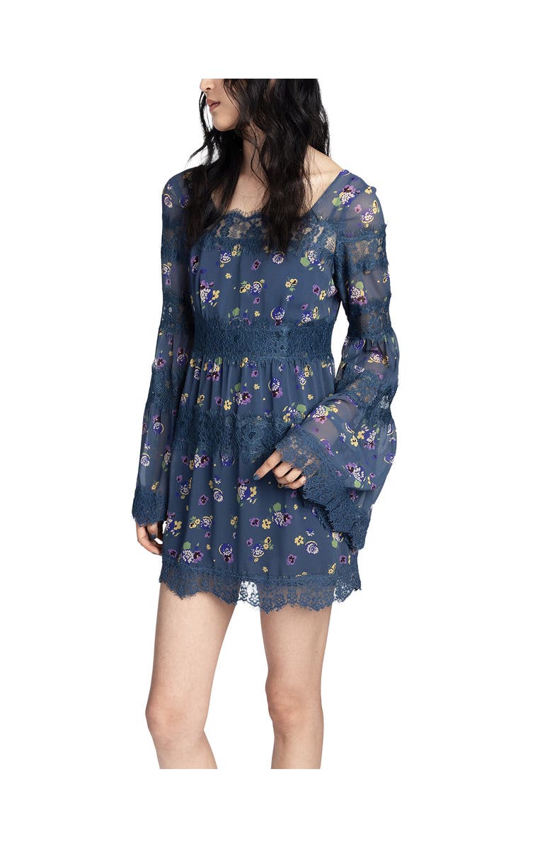 Anna Sui Night Blooming Chiffon Dress, Alternate, color, Indigo Multi