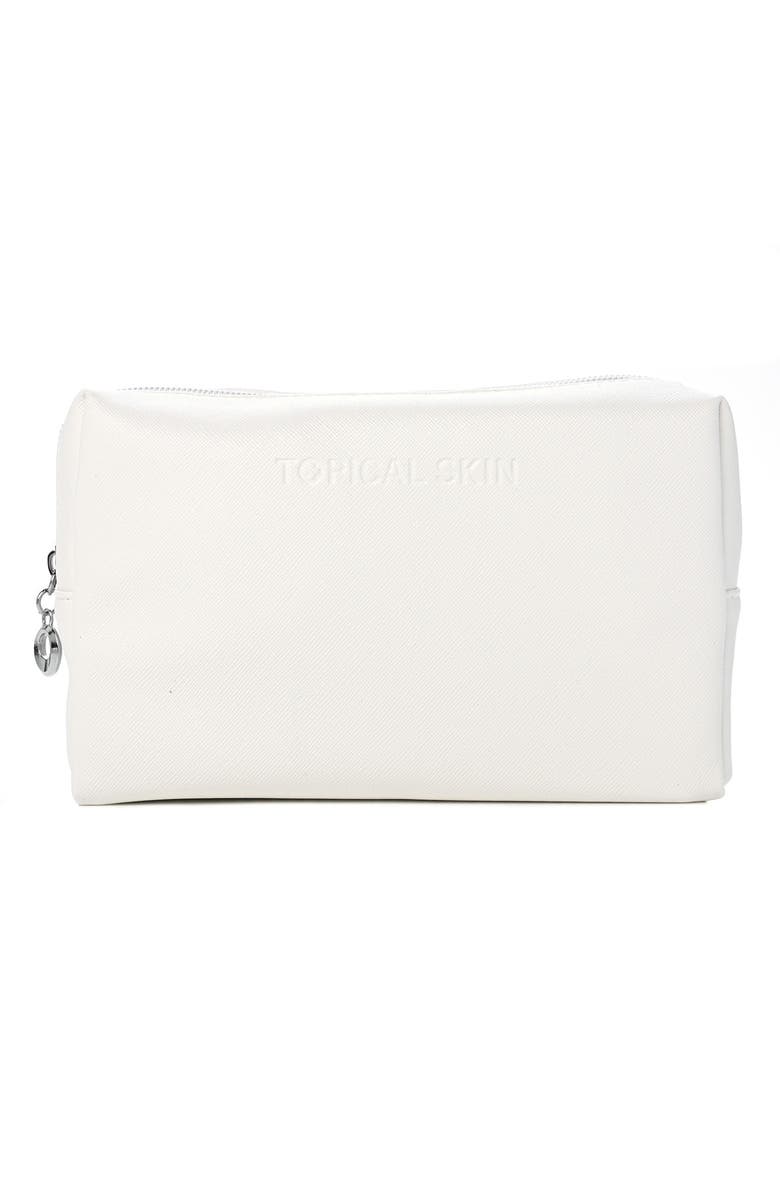 TOPICAL SKIN Vegan Saffiano Leather Classic Cosmetic Bag with zipper, Main, color, NO COLOR