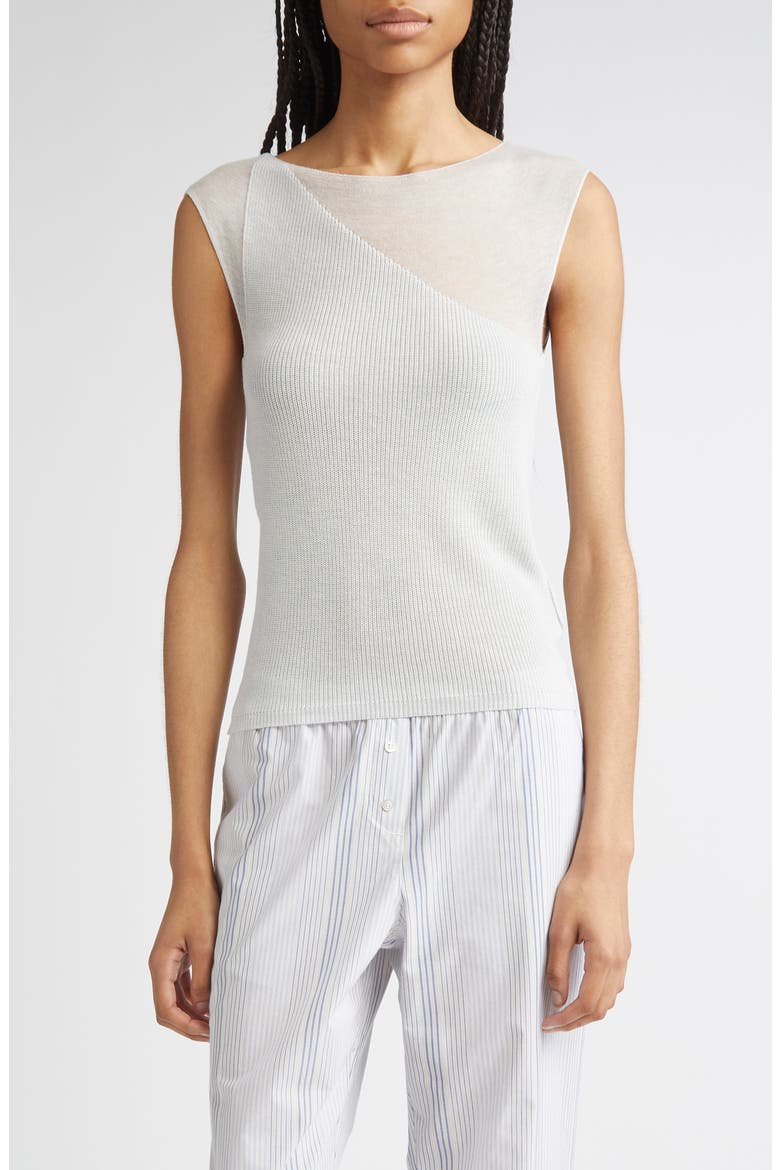Nomel Sheer Panel Sleeveless Sweater, Main, color, ECRU