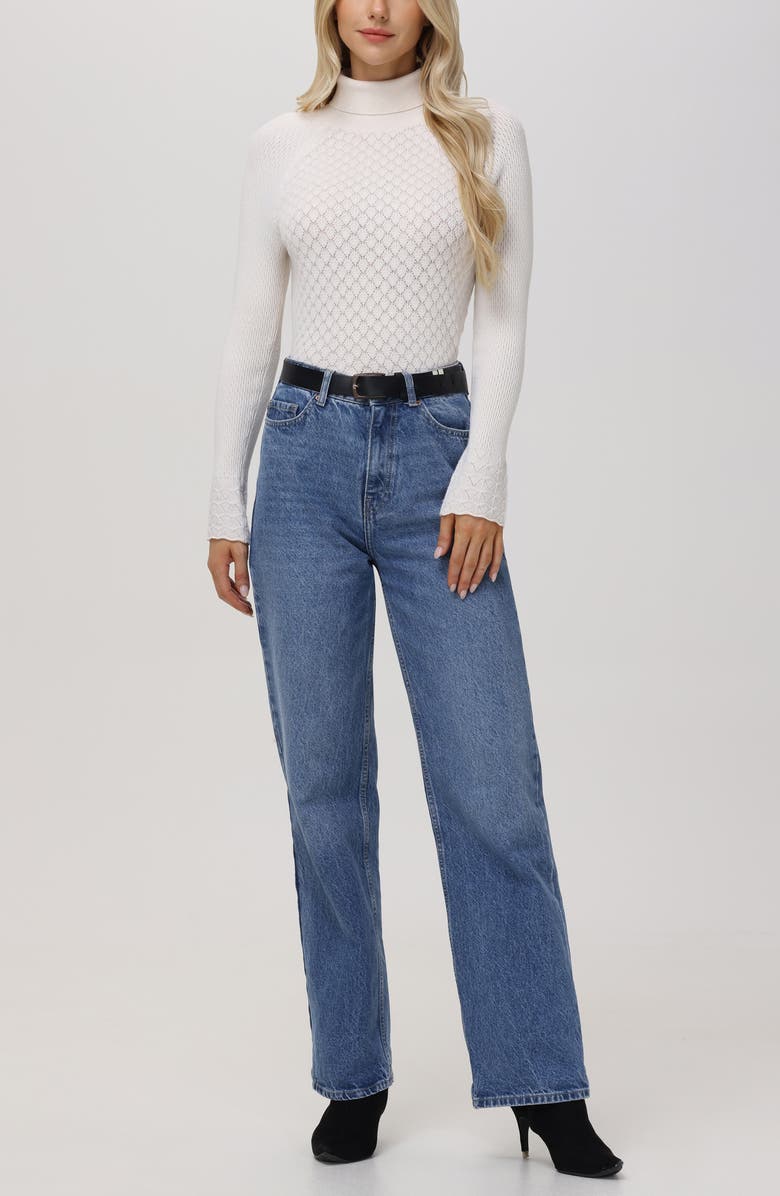 525 Violet Pointelle Turtleneck Sweater, Alternate, color,