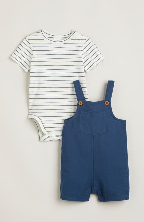 Cotton Bodysuit & Shortalls Set (Baby)