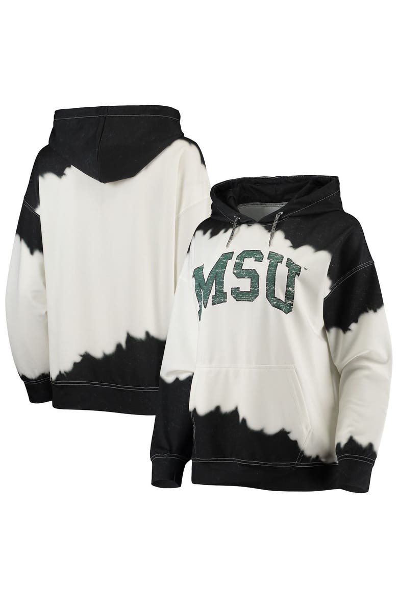 Women's Gameday Couture White/Black Michigan State Spartans For the Fun Double Dip-Dyed Pullover Hoodie, Main, color, White