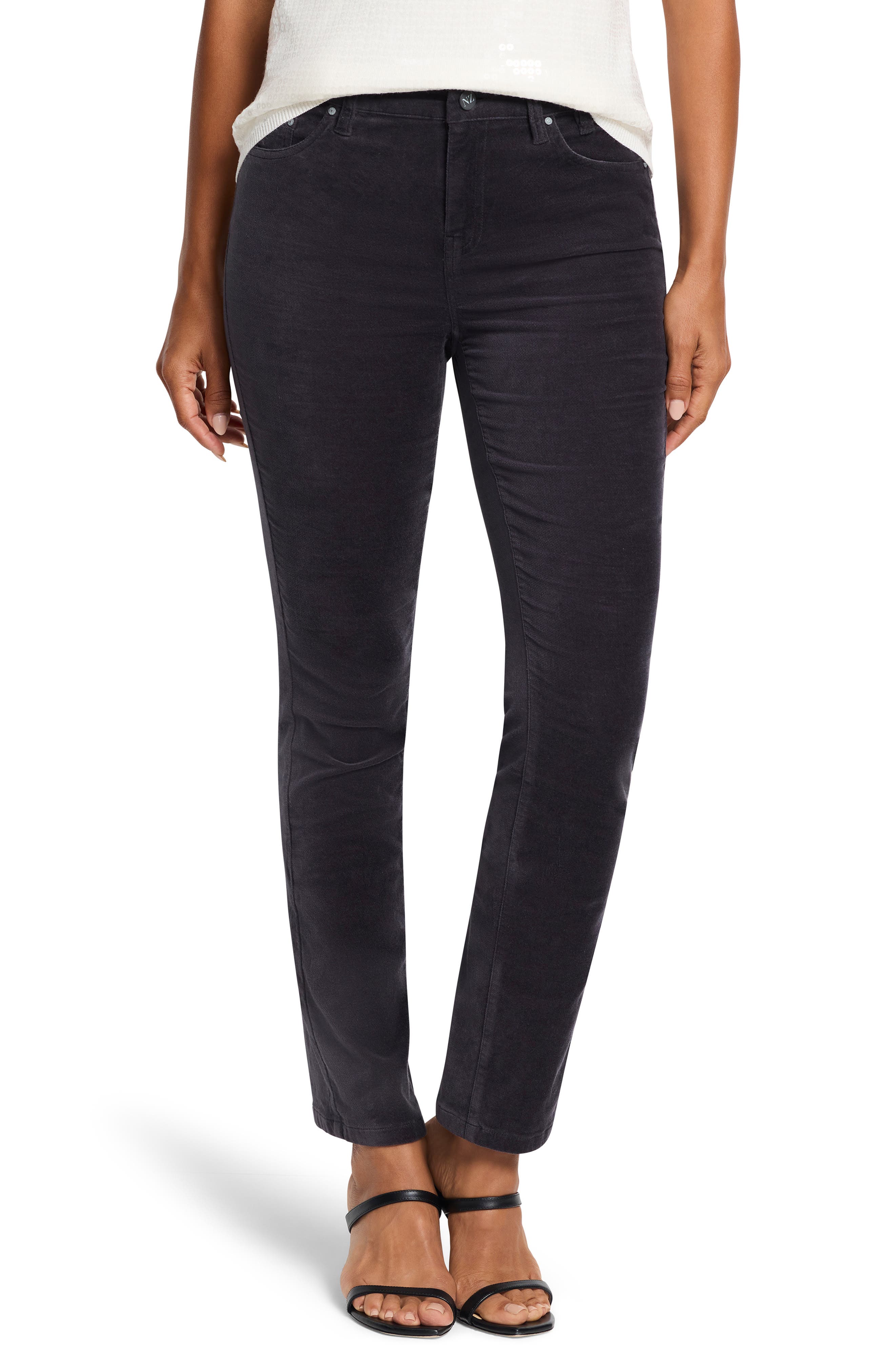 NIC+ZOE High Waist Stretch Velveteen Straight Leg Ankle Pants