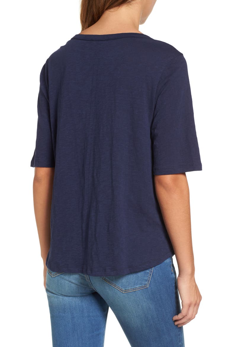 Tie Front Tee, Alternate, color, NAVY PEACOAT