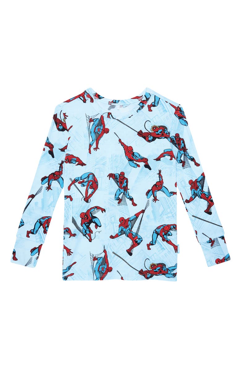 Posh Peanut Kids' Spiderman Print Classic Fitted Two-Piece Pajamas, Alternate, color, Spiderman