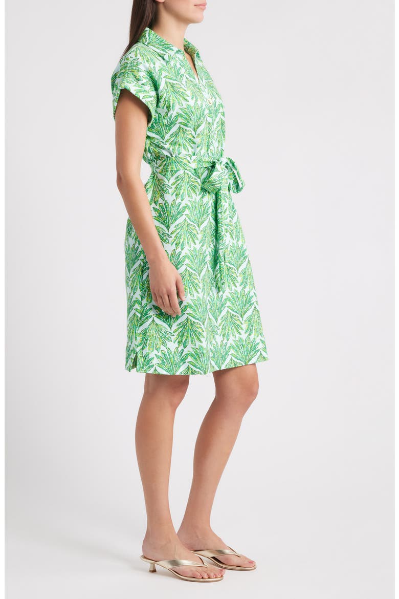 Emersyn Stretch Cotton Blend Belted Shirtdress, Alternate, color, GREEN CROSS GRAIN SHADY BABE
