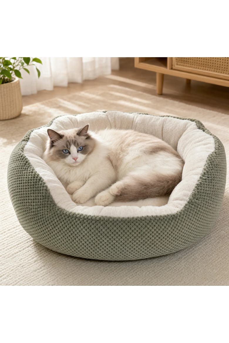 Essential Pineapple Velvet Donut Cuddler Pet Bed, Alternate, color, Silver Mink