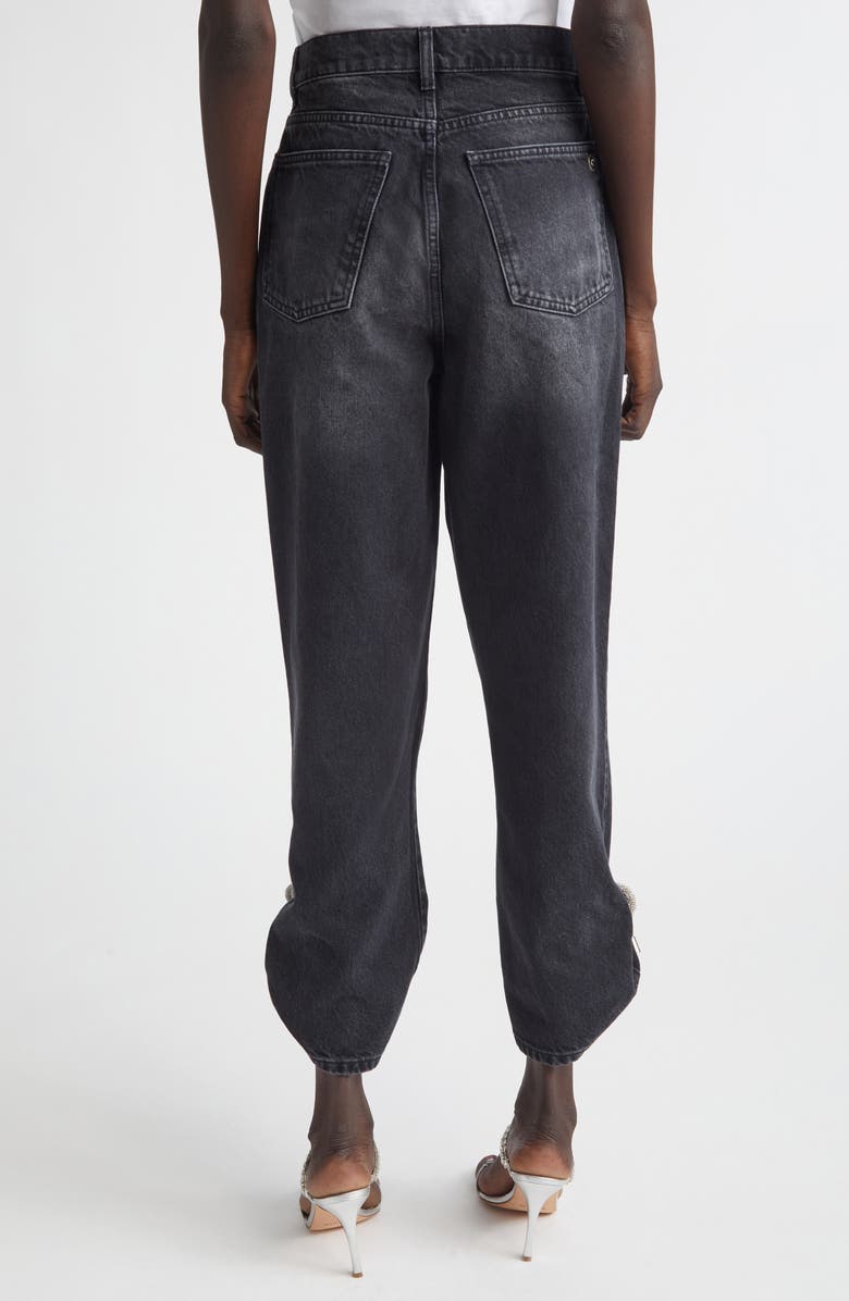 Area Crystal Knot Straight Leg Jeans, Alternate, color, Black