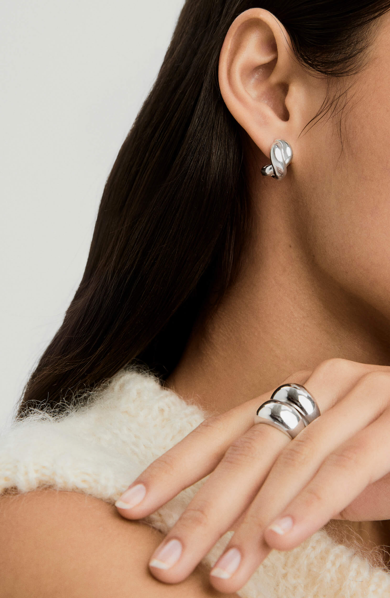 MEJURI Brioche Hoop Earrings, Alternate, color, Sterling Silver