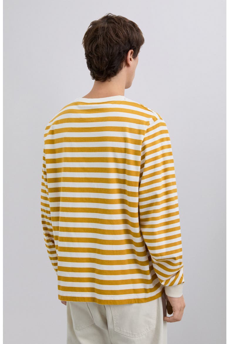Mixedstriped Ls Tee, Alternate, color, Mustard
