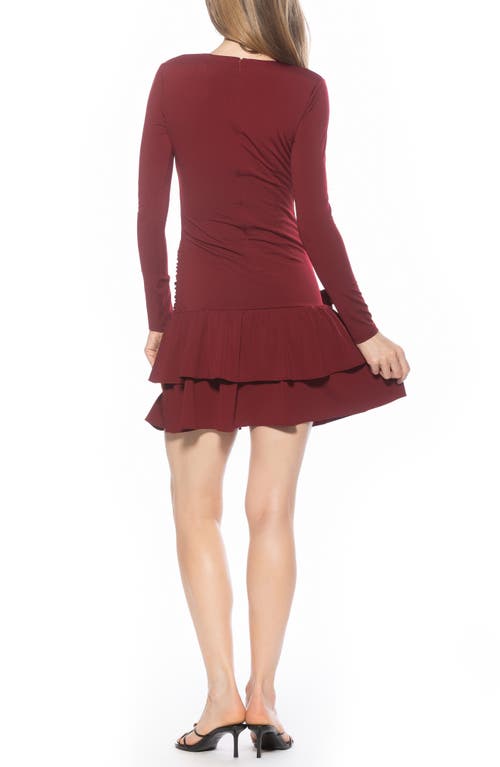 Alexia Admor Pluto Rosette Long Sleeve Dress In Burgundy