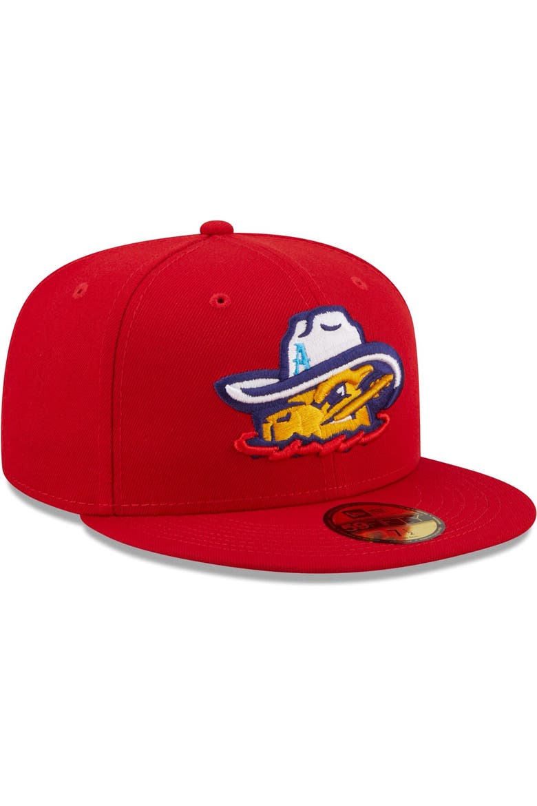 Men's New Era Red Amarillo Sod Poodles Authentic Collection 59FIFTY Fitted Hat, Alternate, color, Red