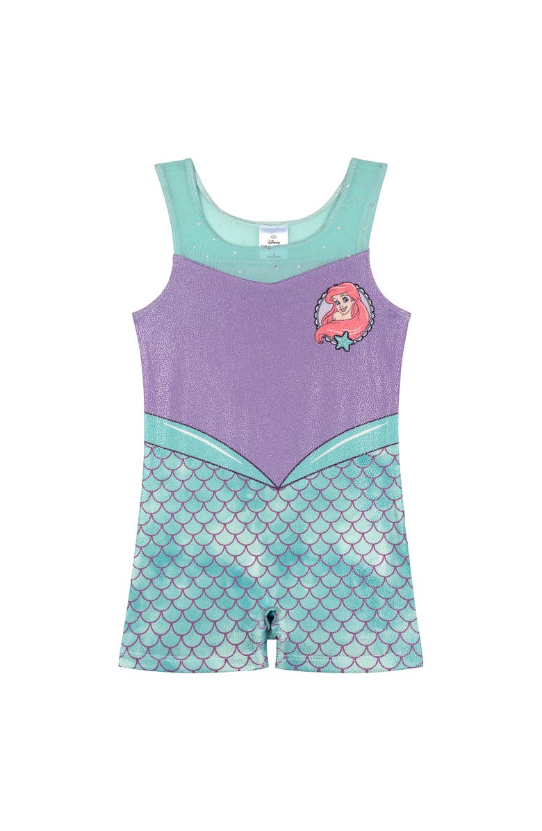 Disney The Little Mermaid Princess Ariel Sleeveless Gymnastics One Piece Romper, Main, color, Teal Purple Ariel