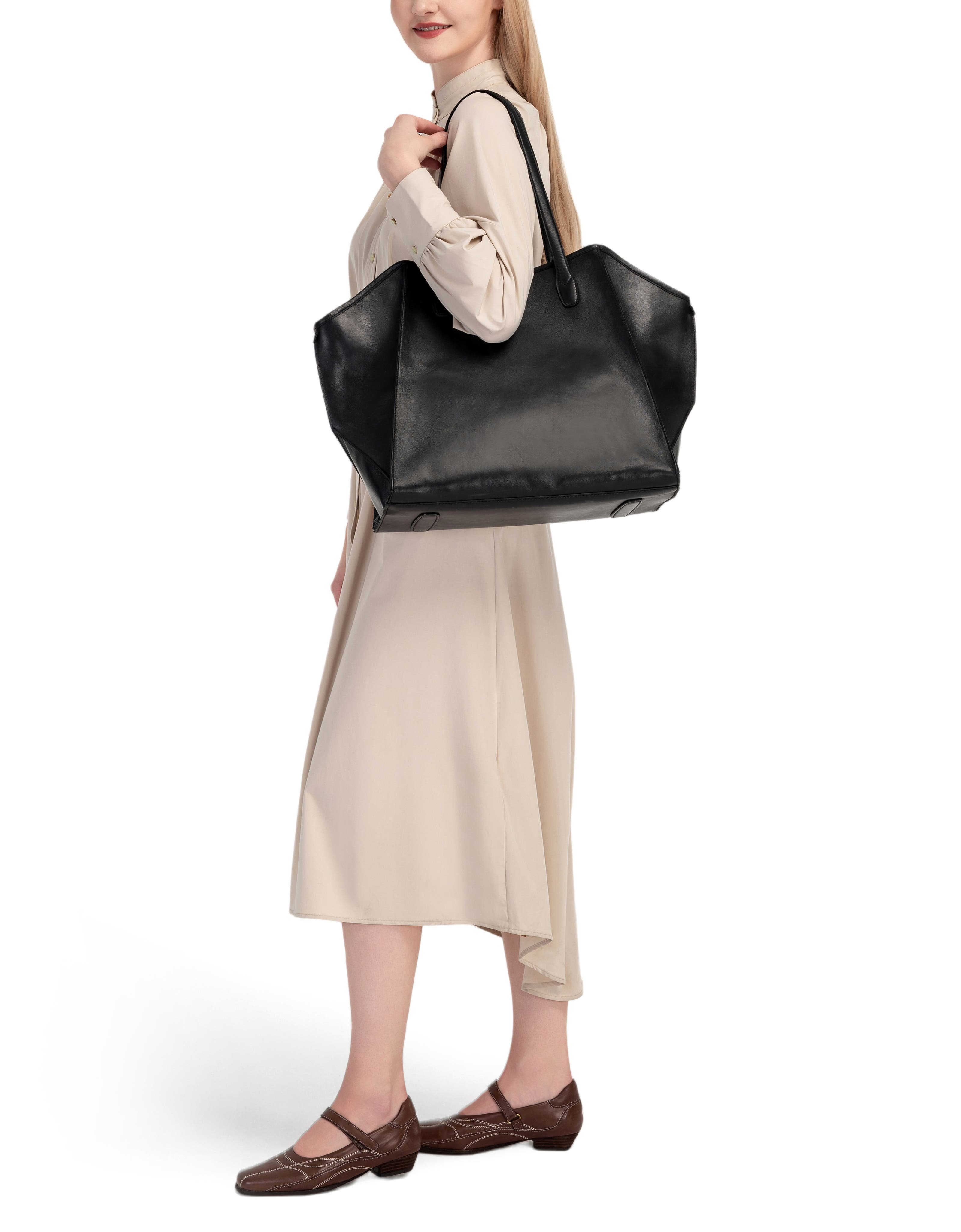 OLD TREND Iris Large Leather Carryall Tote, Alternate, color, Black