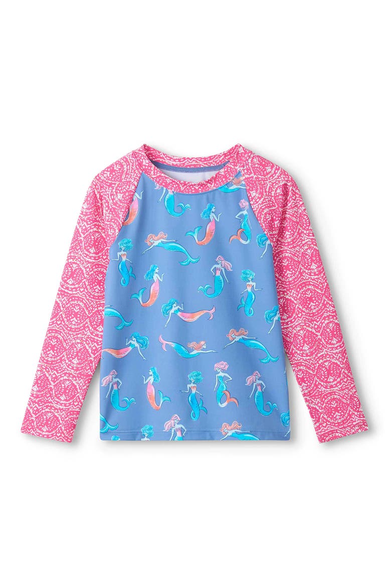 Kids' Salty Mermaids Long Sleeve Rashguard, Main, color, STAR SAPPHIRE