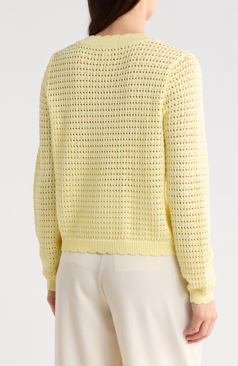 Nanette Lepore Open Stitch Cardigan, Alternate, color, Butter Yellow/ White