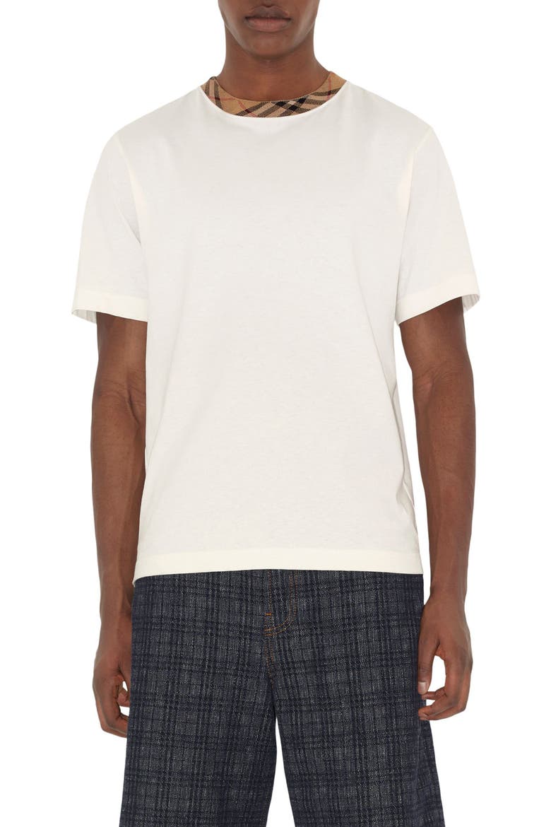 Check Trim T-Shirt, Main, color, CHALK