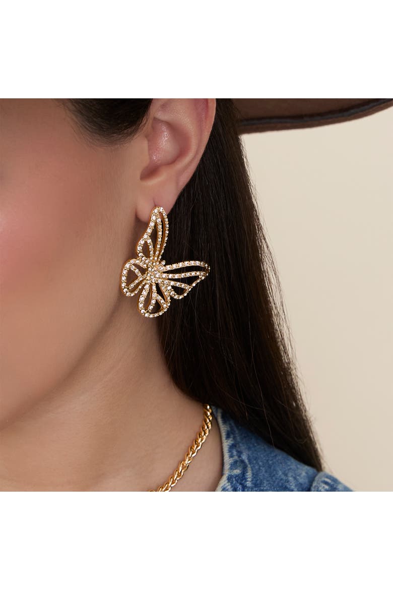 Textured Butterfly Gold-Tone Stud Earrings, Alternate, color, Gold