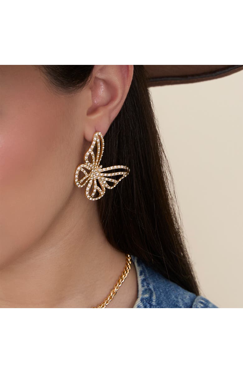 Jessica Simpson Textured Butterfly Gold-Tone Stud Earrings, Alternate, color, Gold