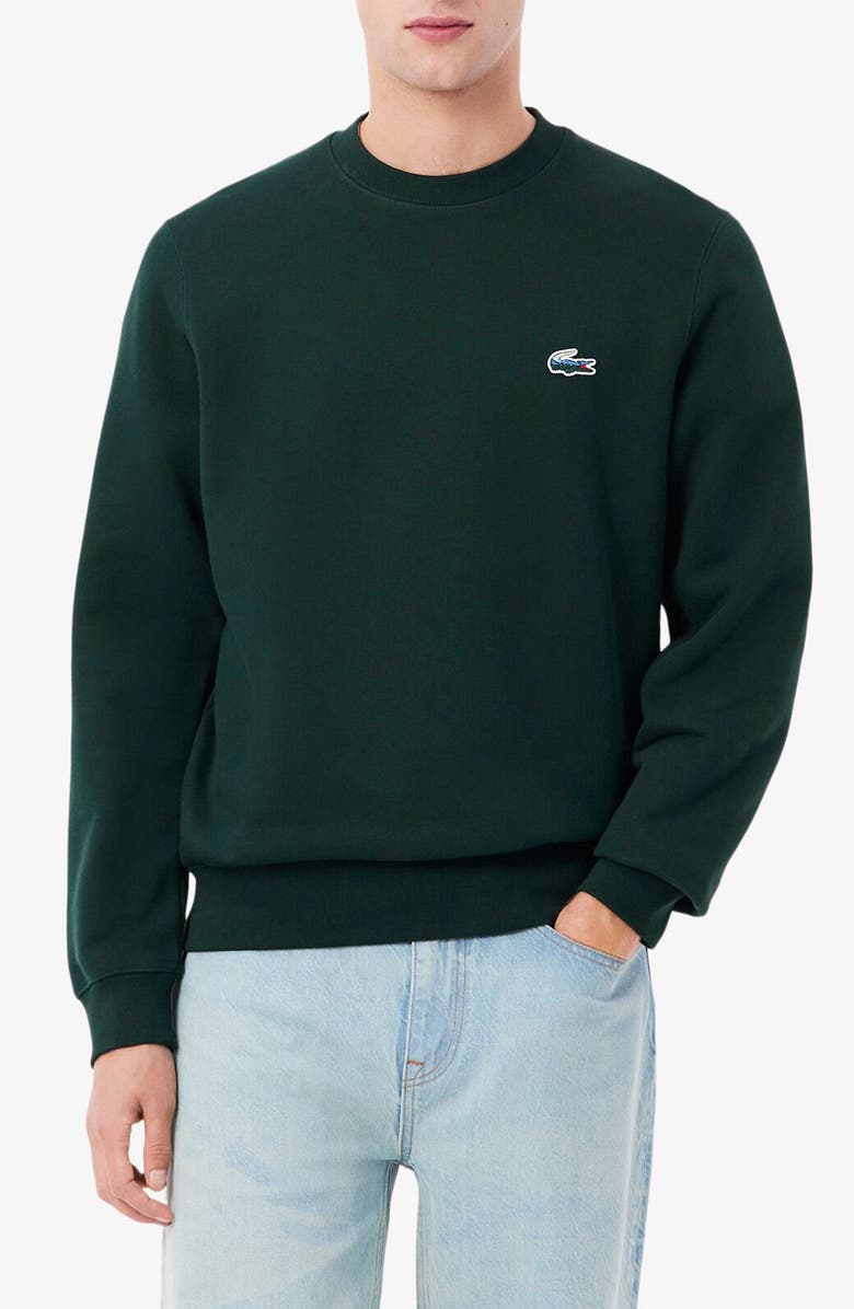Lacoste Classic Fit Cotton French Terry Sweatshirt, Main, color, Forest Green