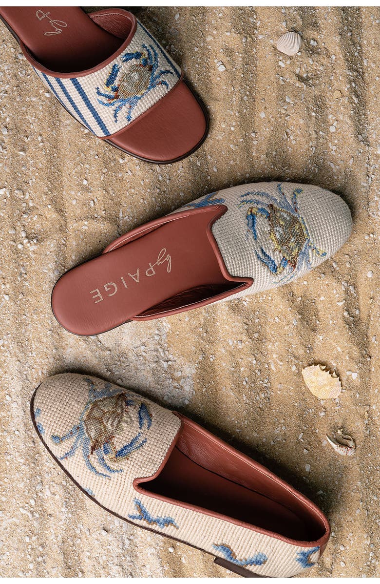 ByPaige Needlepoint Crab Slide Sandal, Alternate, color,