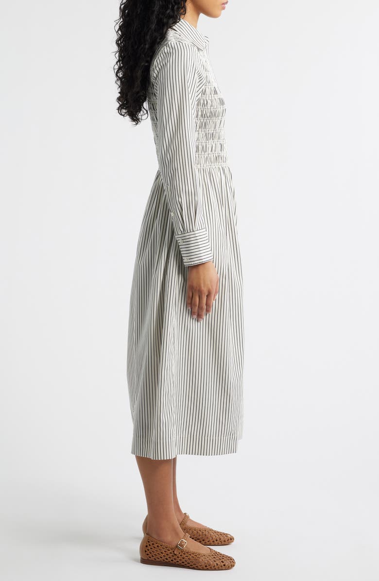 Madewell Smocked Poplin Midi Shirtdress, Alternate, color, Classic Navy