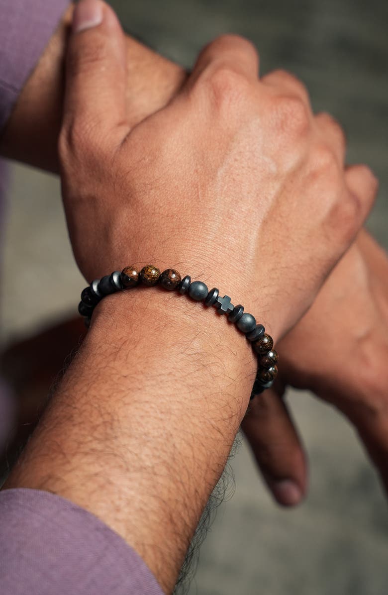 Caputo 
Co. Men
s Tiger
s Eye Grounding Stretch Bracelet, Alternate, color, Brown