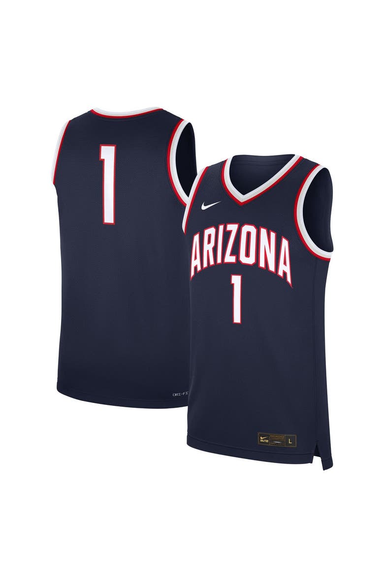 Men's Nike #1 Navy Arizona Wildcats Road Replica Jersey, Main, color, Navy
