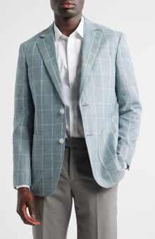 Nordstrom Windowpane Check Linen & Wool Sport Coat