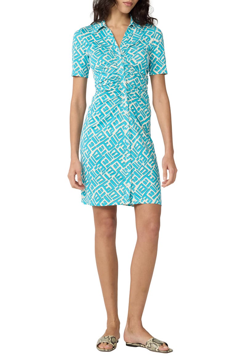 Zoey Ruched Minidress, Main, color, ACCRA GEO MINI AQUAMARINE