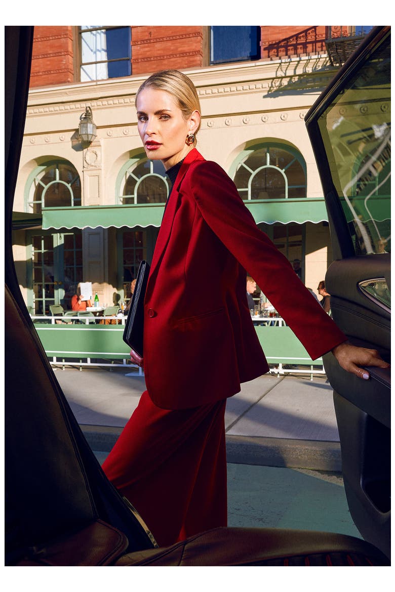 Single Button Blazer, Alternate, color, FESTIVE RUBY RED