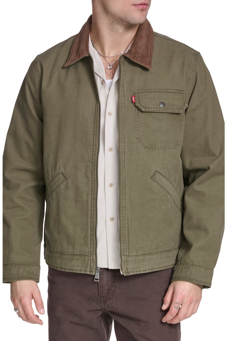 Lightweight Cotton Twill Utility Jacket, Main, color, OLIVE TREE