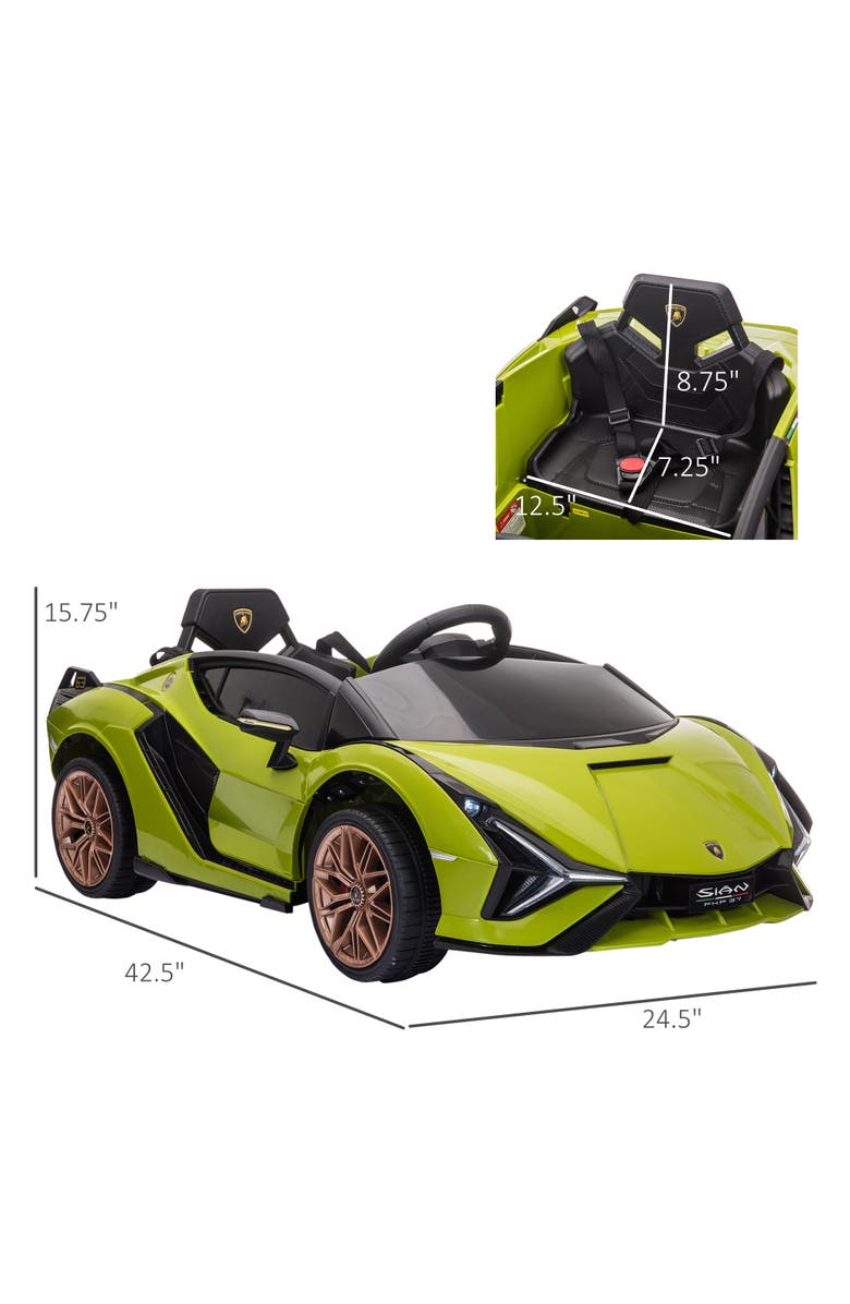 Aosom 12V Lamborghini SIAN Licensed Ride on Car with Remote Control, Horn, Music, Headlights, Alternate, color, Green