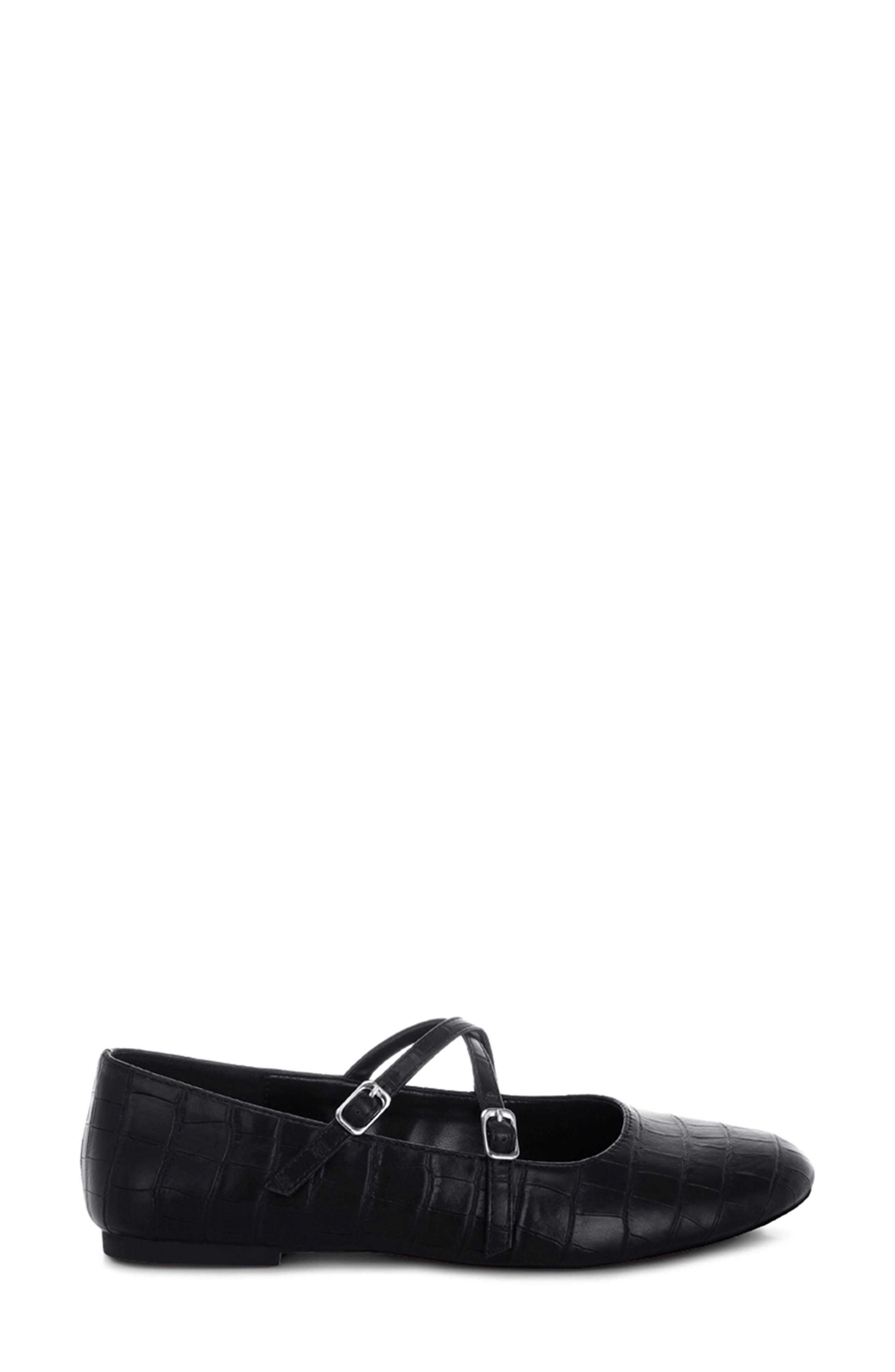 Chirola Croc Embossed Mary Jane Flat, Alternate, color, BLACK