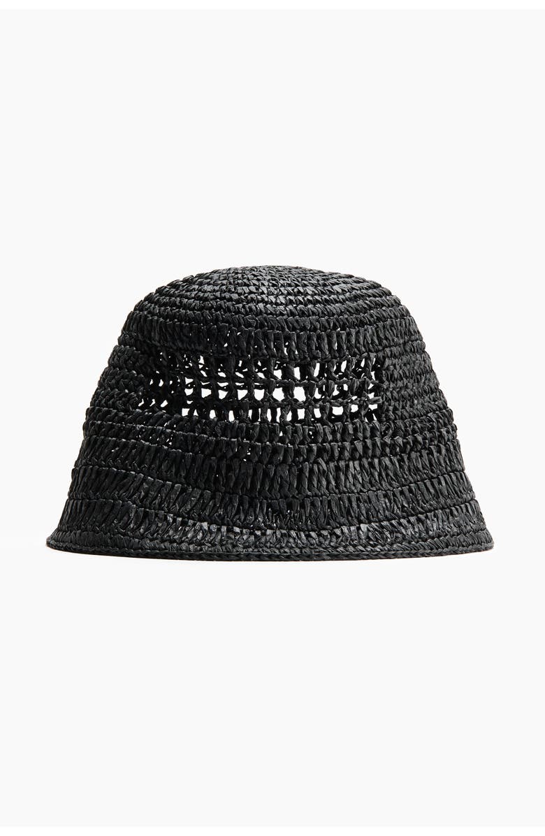 H&M Straw bucket hat, Main, color, Black