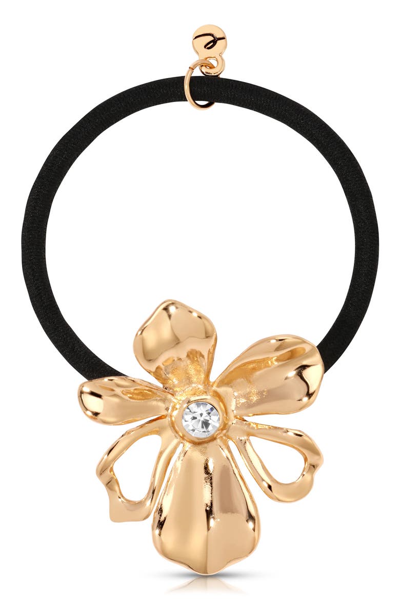 Petals Ponytail Holder, Main, color, GOLD