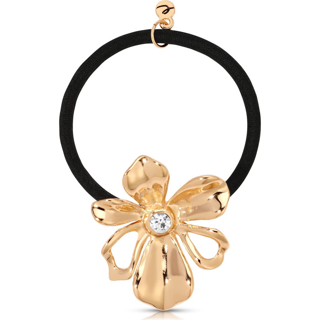 Ettika Crystal Flower Hair Elastic In Black