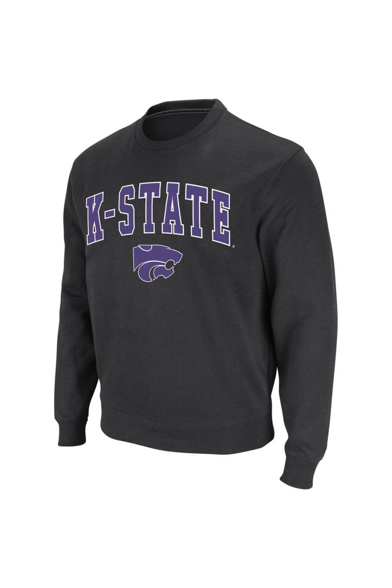 Men's Colosseum Charcoal Kansas State Wildcats Arch & Logo Crew Neck Sweatshirt, Main, color, Charcoal