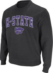 COLOSSEUM Men's Colosseum Charcoal Kansas State Wildcats Arch & Logo Crew Neck Sweatshirt