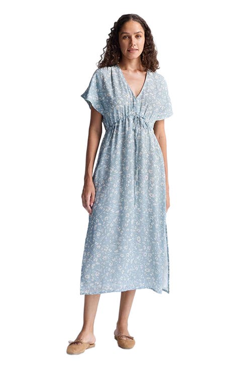 Deep V-neck Gathered Dress