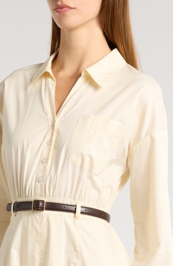 Long Sleeve Belted Midi Shirtdress