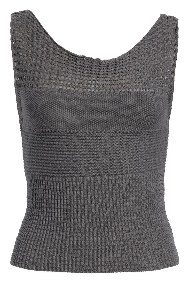Brielle Open Knit Tank Top, Alternate, color, GRAY