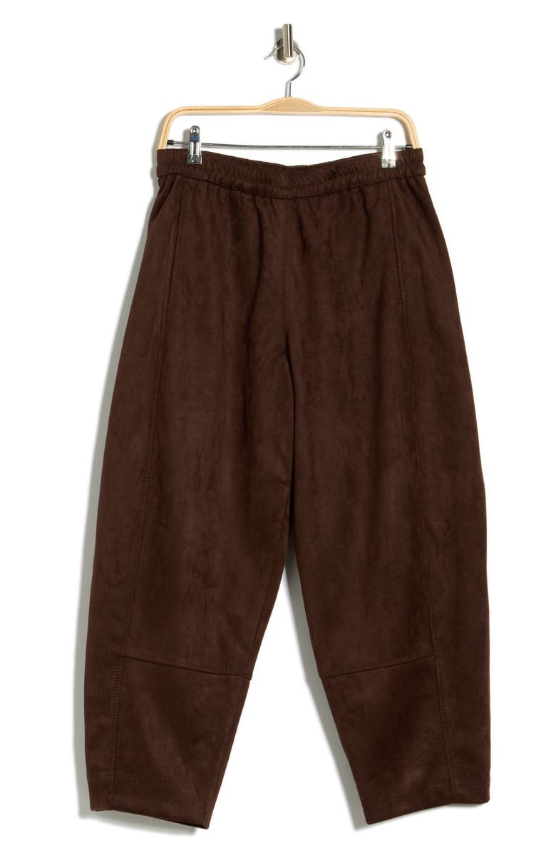 MAX STUDIO Faux Suede Barrel Pants, Alternate, color, Dark Brown