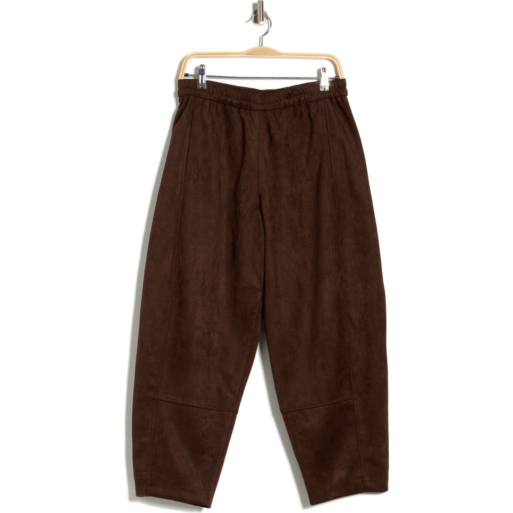 Max Studio Faux Suede Barrel Pants In Brown