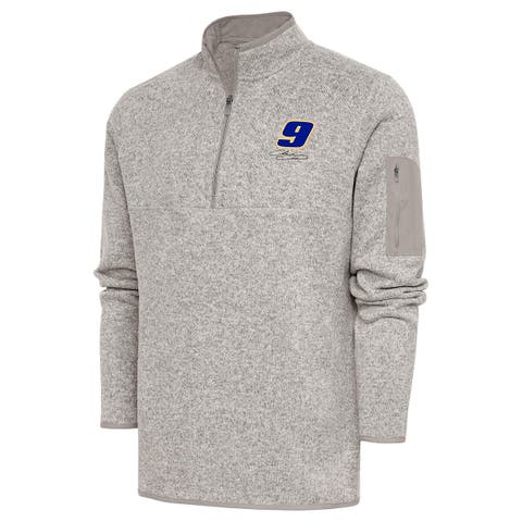 Men's Antigua Oatmeal Chase Elliott Fortune Quarter-Zip Pullover Jacket