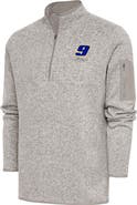 ANTIGUA Men's Antigua Oatmeal Chase Elliott Fortune Quarter-Zip Pullover Jacket