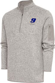 ANTIGUA Men's Antigua Oatmeal Chase Elliott Fortune Quarter-Zip Pullover Jacket
