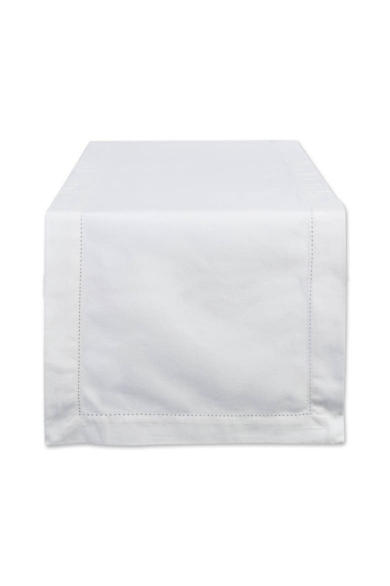 Off-White Hemstitch Table Runner 14x108, Main, color, Off-White