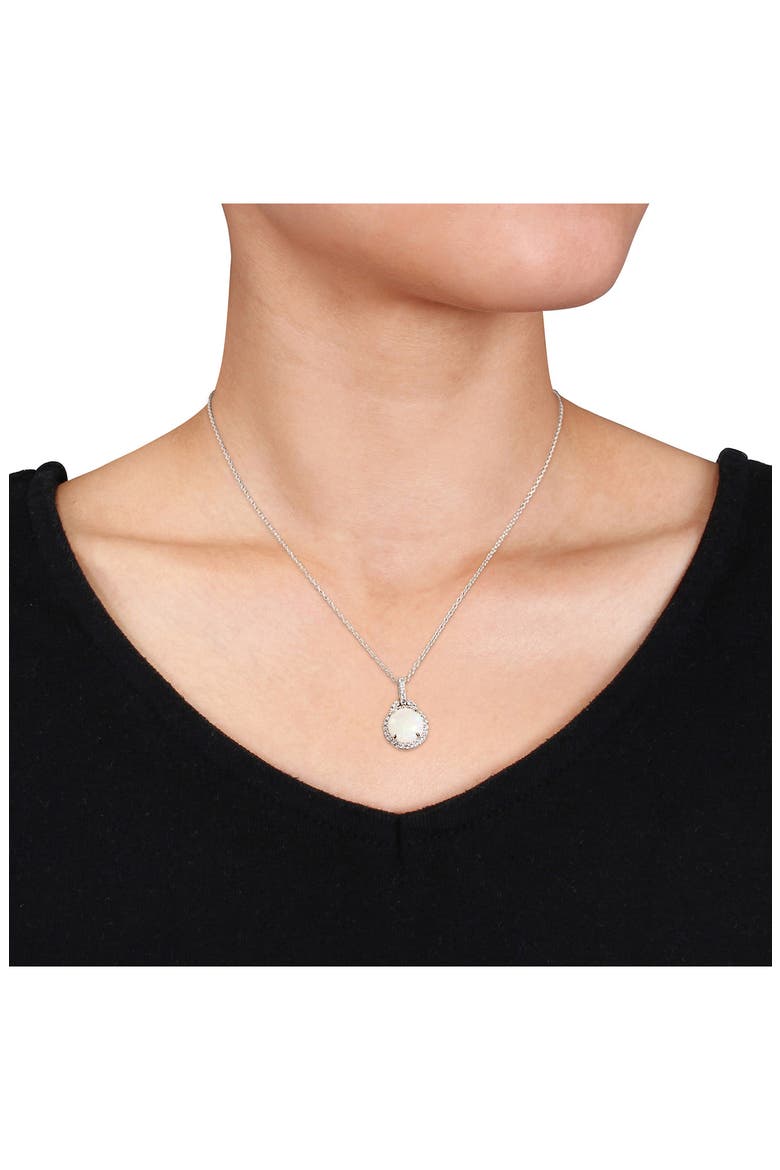 Opal & White Topaz Pendant Necklace & Drop Earrings Set, Alternate, color, WHITE
